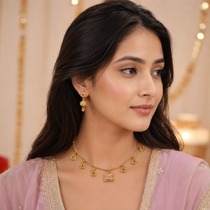 Suhana antique gold charm necklace set