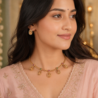 Elegant maa lakshmi multicolor stone neckalce set I Temple Jewellery