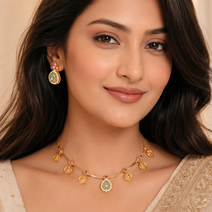 Lakshmi coin grace gold necklace set