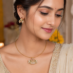 Elegant multicolor diamond antique gold necklace set