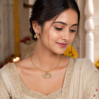 Elegant multicolor diamond antique gold necklace set