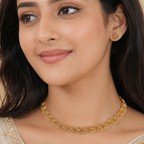 Cute oval plain antique gold necklace set