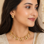 Riwaayat antique gold coin drop necklace set