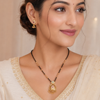 Cute sleek antique gold pear shape mangalsutra set