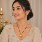 Beautiful antique gold royal bloom mangalsutra set