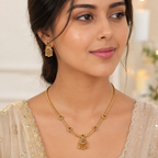 Cute antique gold stone delicate necklace set