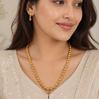 Beautiful plain gold mala necklace set