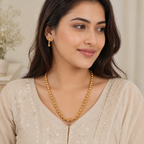 Beautiful plain gold mala necklace set