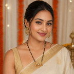 Long antique gold kundan mangalsutra necklace set
