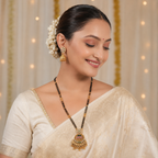 Long kundan stone antique gold magalstura