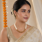 Beautiful antique gold pearl mala necklace set