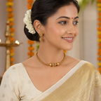 Stunning plain antique gold ball necklace set