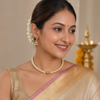 Cute elegant gold pearl necklace set