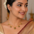 Delicate antique gold stone necklace set