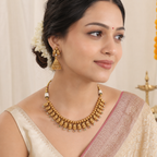 Beautiful paisley antique gold stone necklace set