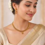 Beautiful plain antique gold plated necklace set