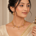 Stunning gold high polish stone neckalce set