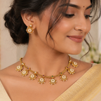 Stunning antique gold pearl necklace set