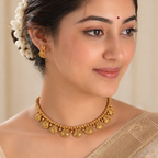 Stunning carved plain antique gold necklace set