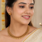 Elegant delicate plain antique gold necklace set