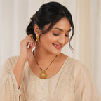 Stunning antique gold filigree stone mangalsutra set