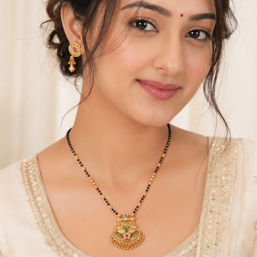 Antique Gold Ball Drop Mangalsutra Set