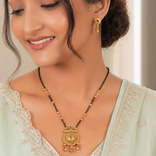 Beautiful elegant antique gold stone mangalsutra set
