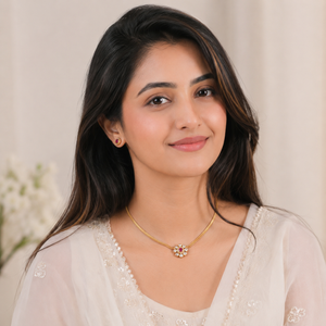 Floral kundan gold plated necklace set
