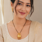 Plain antique gold stone mangalsutra set