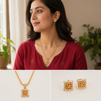 Cute elegant pearl gold plated pendant set