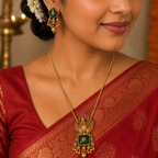 Beautiful peacock stone gold plated pendant set