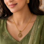 Beautiful stone gold plated pendant set