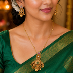 Beautiful stone gold plated pendant set with earring