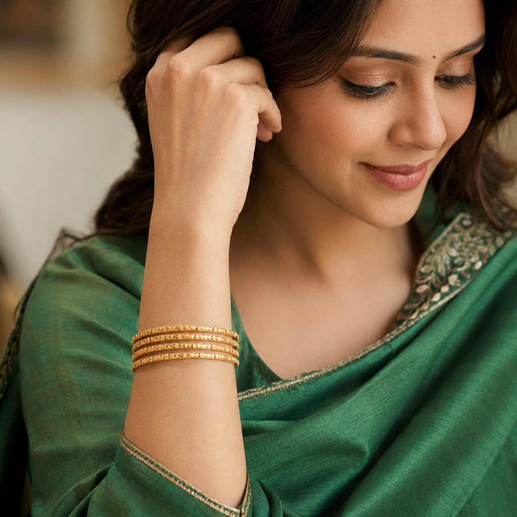 Plain sleek gold bangle set (set of 4)