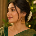 Beautiful stone gold ball jhumka earring