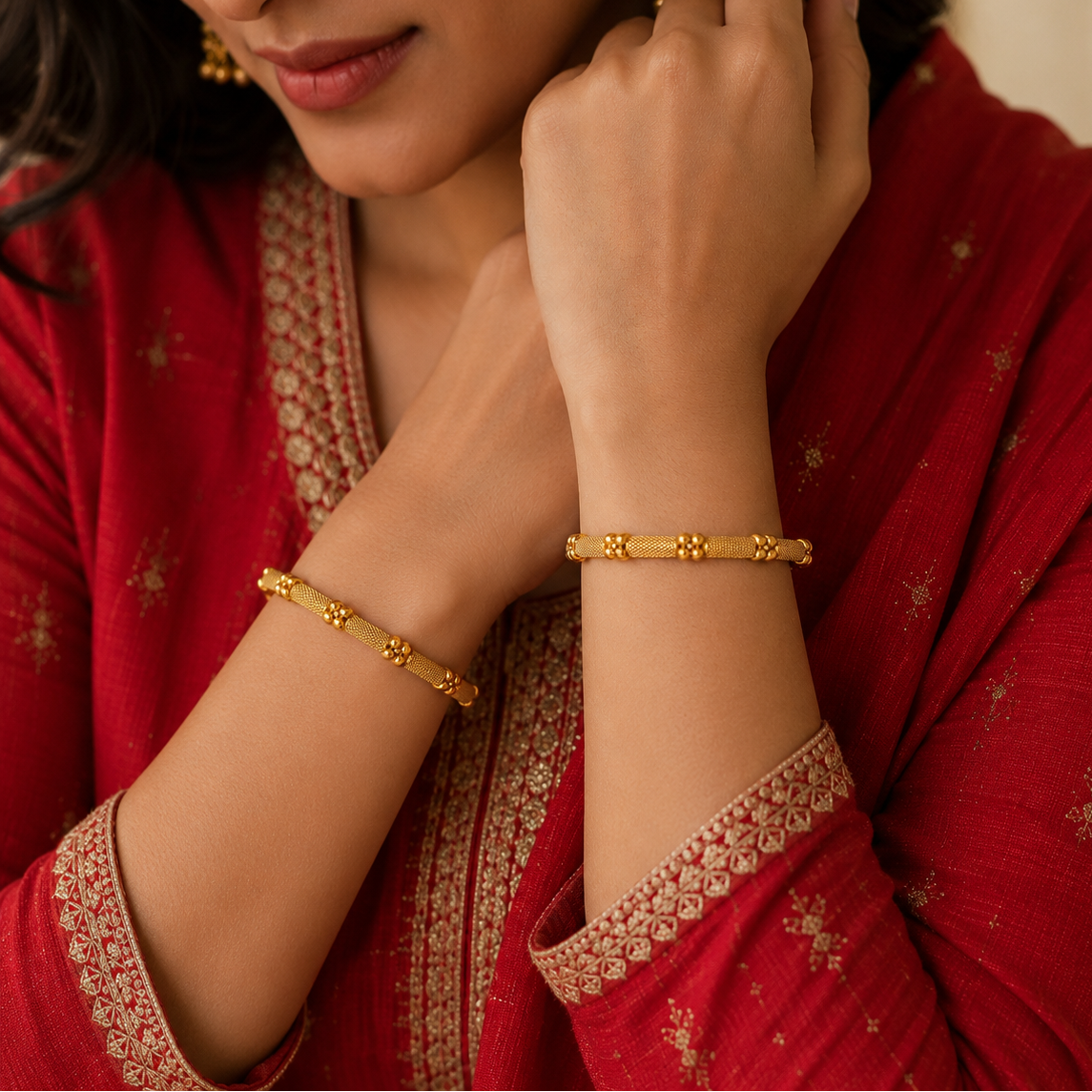 Beautiful plain gold bangle set