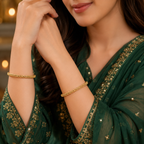 Sleek leaf plain gold bangle set