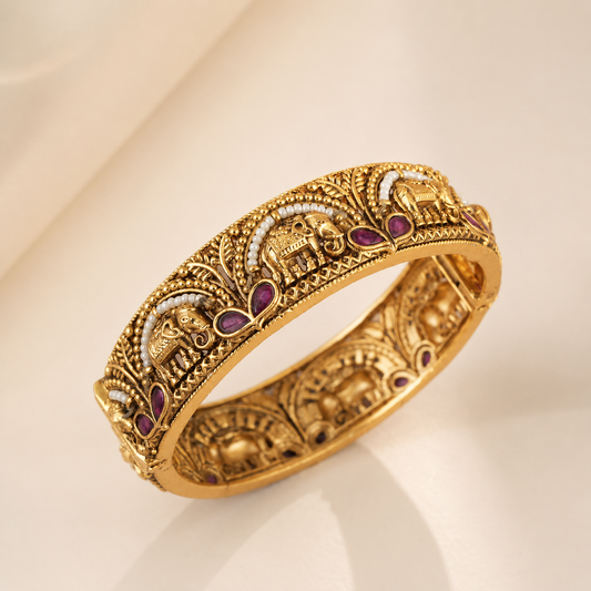 Openable stunning antique gold pearl kada