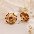 Stunning ruby stone floral stud earring