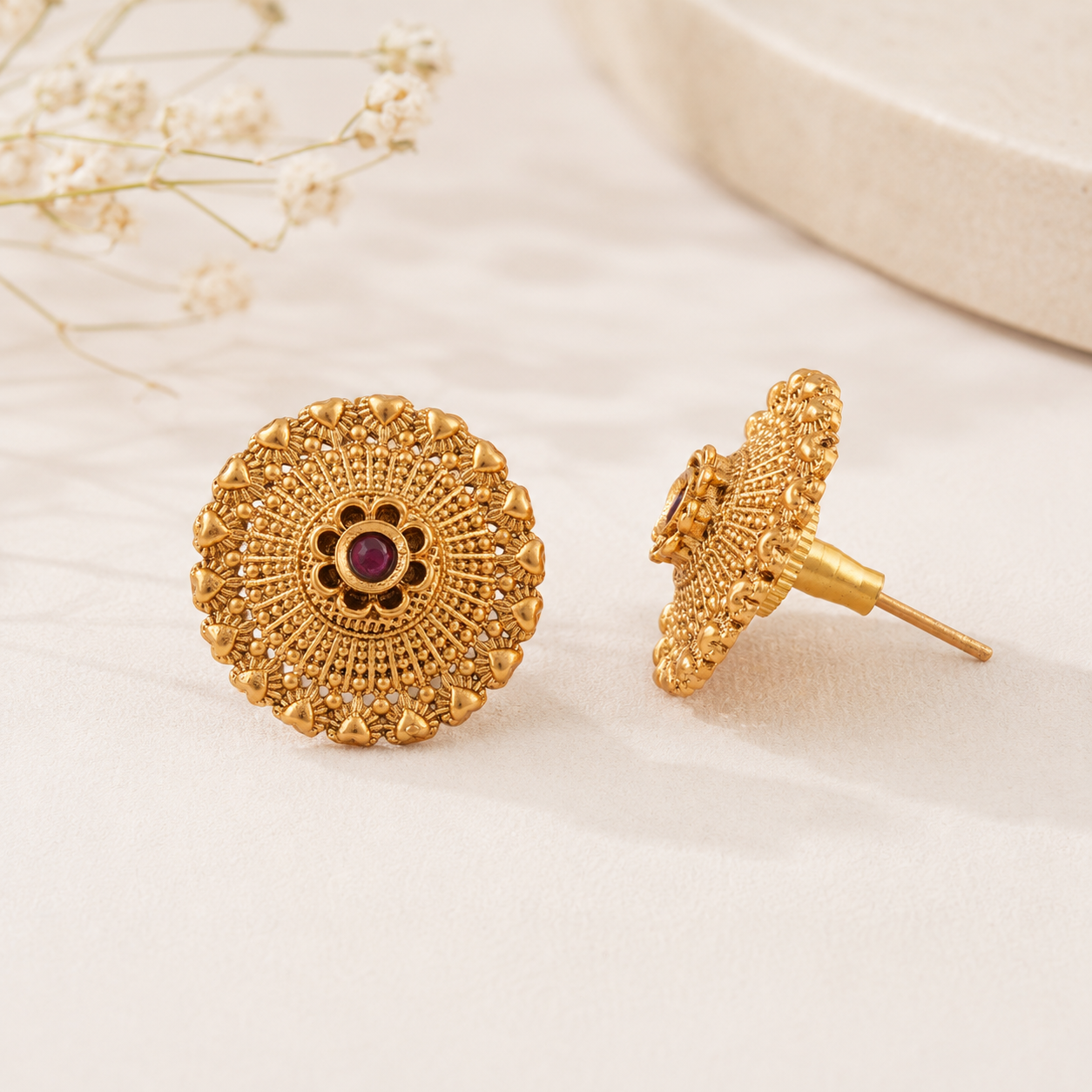 Stunning gold plated plain earring
