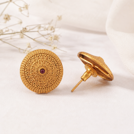 Bold plain gold plated stud earring