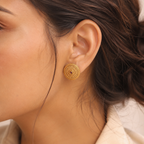 Bold plain gold plated stud earring