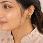 Bold gold plated stone stud earring