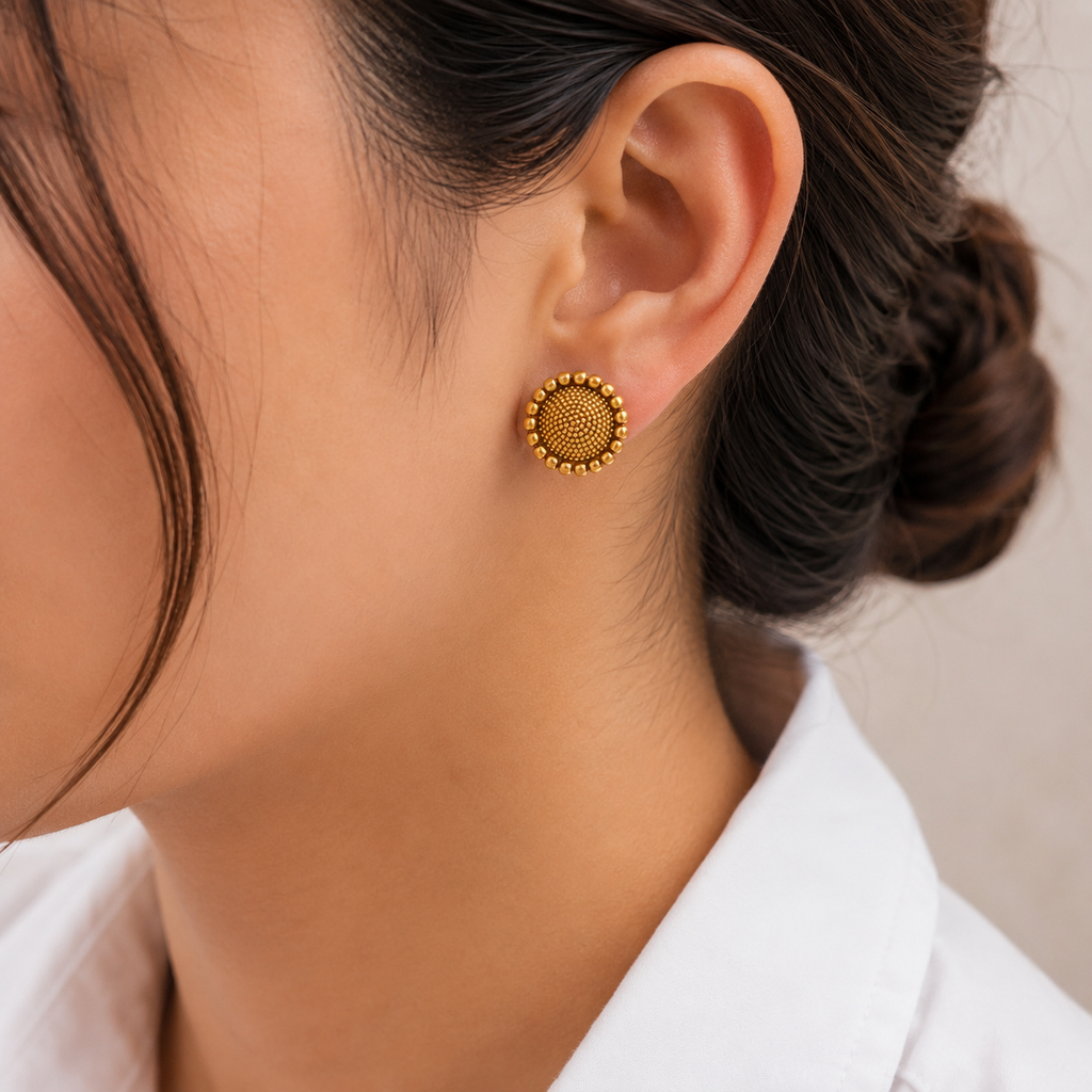 Cute plain antique gold stud
