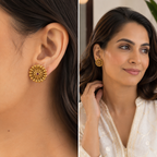 Beautiful gold plated  floral stud earring