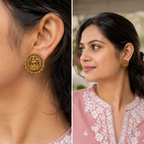 Beautiful antique gold ma lakshmi stud earring I Temple Jewellery