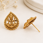 Cute antique gold small lakshmi stud earring I Temple jewellery