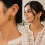 Cute antique gold small lakshmi stud earring I Temple jewellery
