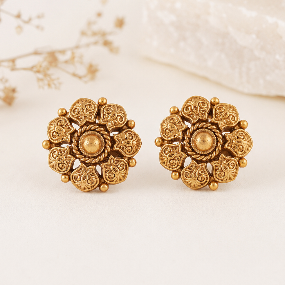cute small antique gold stud earring