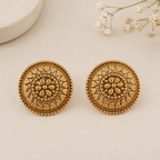 Round antique gold plated plain stud earring